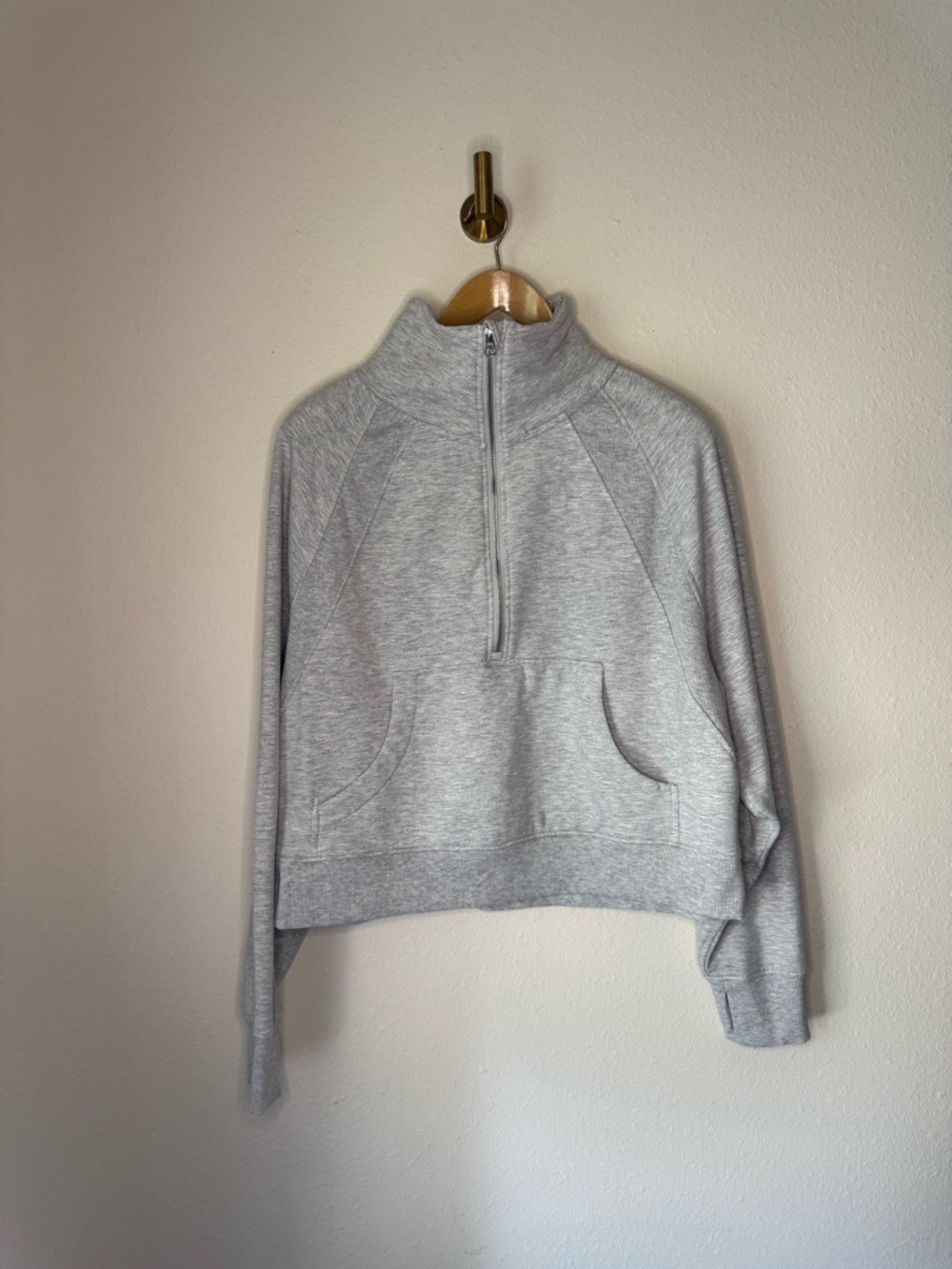 Danskin Cropped Quarter Zip Sweatshirt Womens XL Gray Fleece Pullover Athleisure